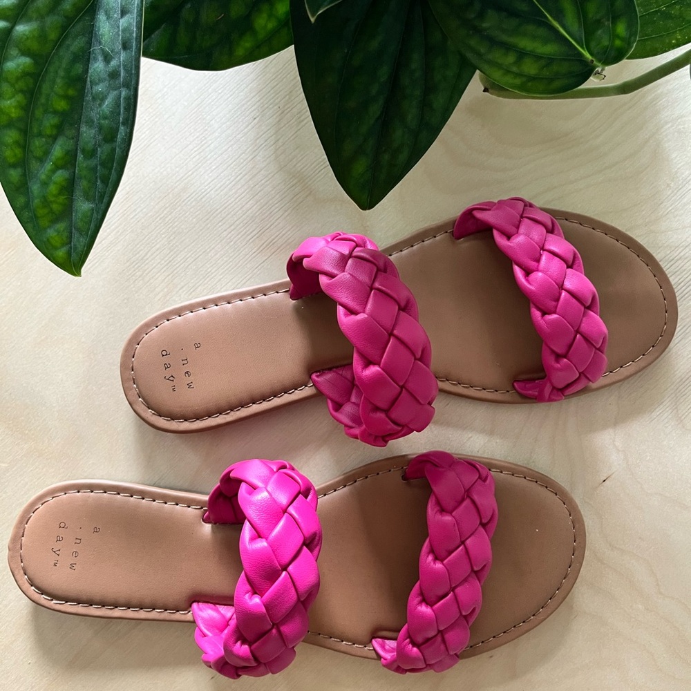 ‘a new day’ Barbie pink slip on sandals